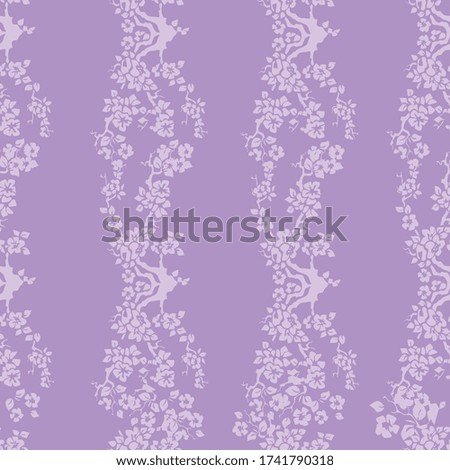 Floral pattern. Flower seamless background. Flourish ornamental garden Sakura at violet background. Vector