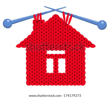 The house knitted on spokes. Vector illustration.