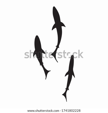 graphic design vector illustration of a set of sharks, icon, art sketch sketch, logo, background pattern, hand draw, use in print