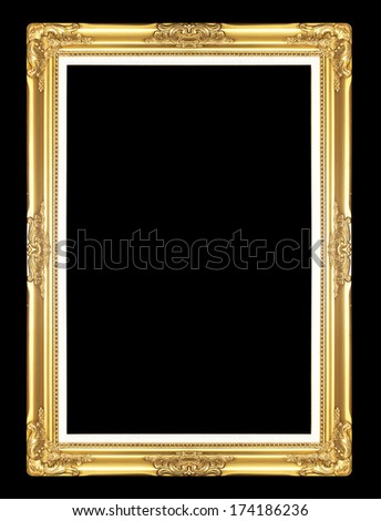 gold antique vintage  picture frames. Isolated on black background