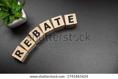 Rebate word on wooden cubes, business concept.