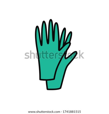 medical gloves doodle icon, vector illustration