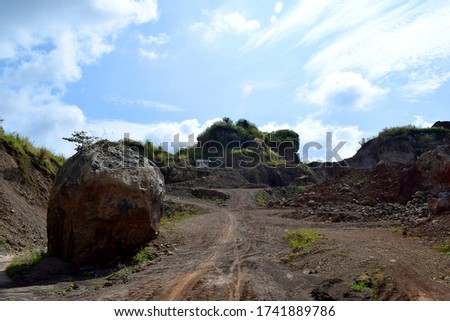brown stone scenery with a beautiful blue sky background