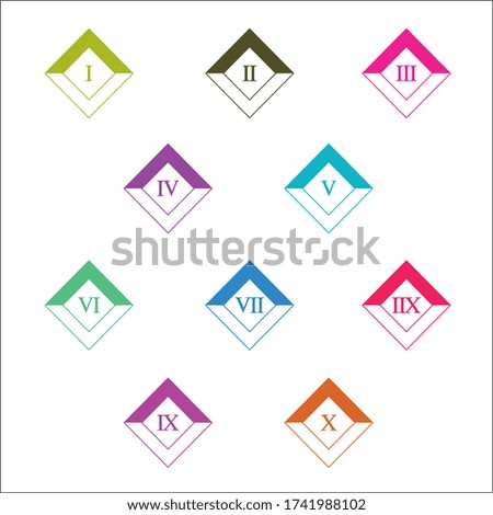Colorful info-graphic roman numbers can be use to create presentation. Bullet points roman numbers one to ten.