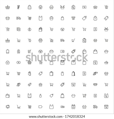 Modern thin line icons set of supermarket. Premium quality symbols. Simple pictograms for web sites and mobile app. Vector line icons isolated on a white background. Royalty-Free Stock Photo #1742018324