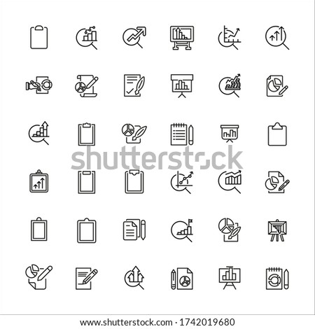 Simple set of report icons in trendy line style. Modern vector symbols, isolated on a white background. Linear pictogram pack. Line icons collection for web apps and mobile concept.