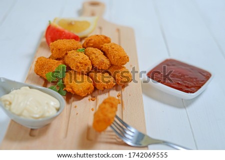 Fried fish nugget and sauce