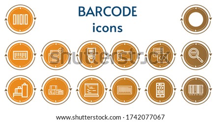 Editable 14 barcode icons for web and mobile. Set of barcode included icons line Barcode, Scanner, Coding, Code, Scan