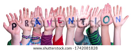 Children Hands Building Word Praevention Means Prevention, Isolated Background