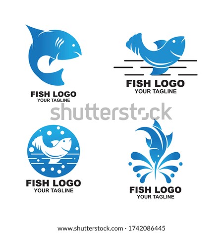 Fish Icon vector illustration logo template design,
