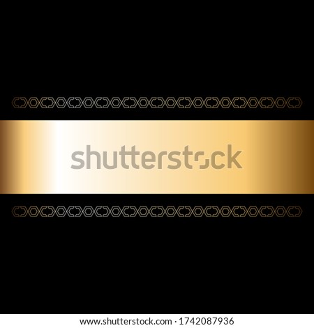 Oriental golden pattern and ribbon on a black background