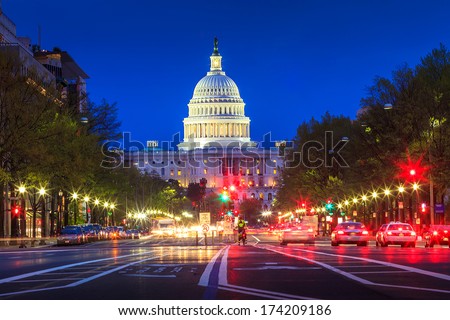 The United States Capitol building in Washington DC Royalty-Free Stock Photo #174209186