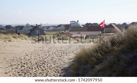 houses and dune grass in Agger Tange, Denmark, March