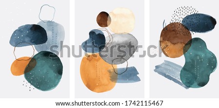 Abstract art background with watercolor stain elements vector. Painting brush texture decoration with art acrylic poster design.  Royalty-Free Stock Photo #1742115467