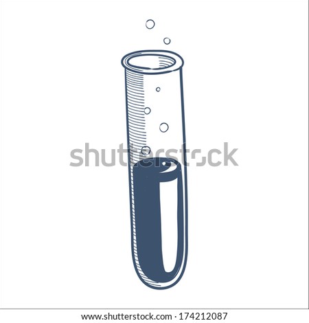 Test tube isolated on white. Sketch element for medical or health care design