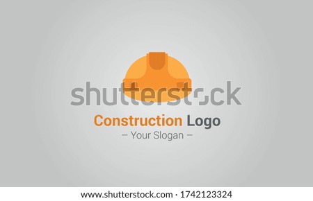 Flat Vector Construction Helmet Logo