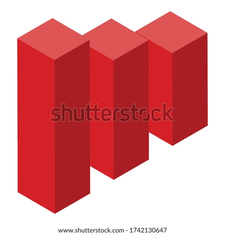 Red graph chart icon. Isometric of red graph chart vector icon for web design isolated on white background