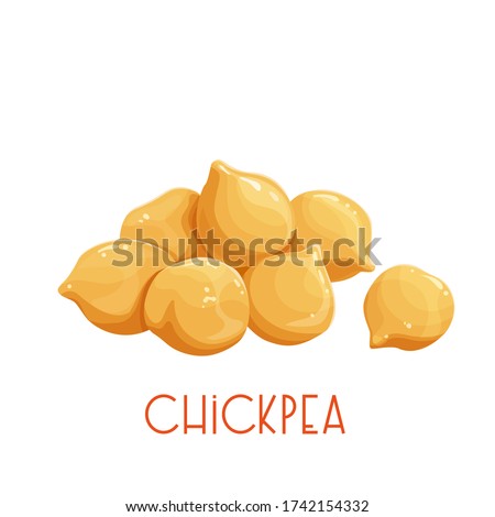 Heap of chickpeas vector illustration. Handful of chickpea seed close-up. Royalty-Free Stock Photo #1742154332