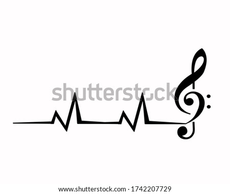 Thin line audio icon music note, heart wave music black design isolatede on white. icon vector illustration.