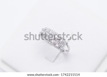 front top view gold diamond ring white gold on stand hand made