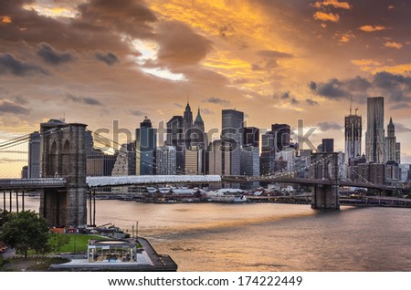 New York City with dramatic cloud cover.