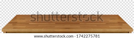 Perspective view of empty wood or wooden massive table top on isolated background including clipping path

