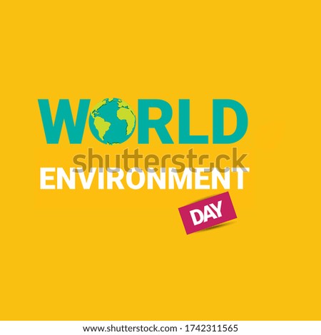 5 june celebration world environment day vector label or banner with earth globe isolated on orange background