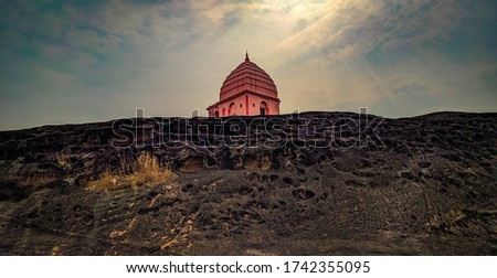 picture of a temple at the hill top, this temple is situeted in Deoghar, Jharkhand, and the picture is taken from downwards of the hill.
