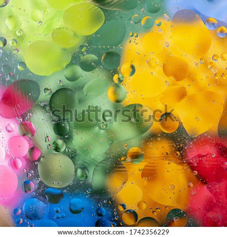 Oil in water bubbles abstract colorful rainbow background. 3d render illustration