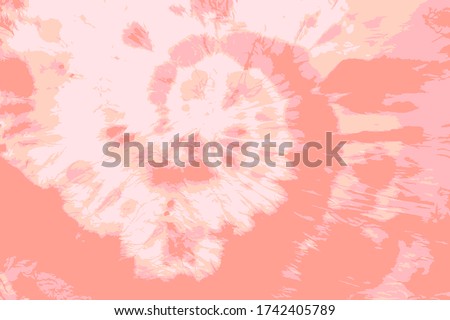 Dip Dyed Swirl Vector. Hypnotic Flower. Rose Ink Ornament. Psychedelic Shibori Wallpaper. Oyster Pink Illustration. Watercolor Brush Print. Orange Bohemian Circle. English Rose Funky Paint. Royalty-Free Stock Photo #1742405789