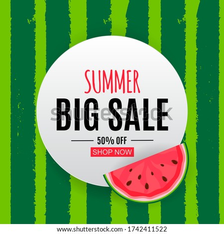 Abstract Summer Sale Background with Watermelon. Vector Illustration EPS10
