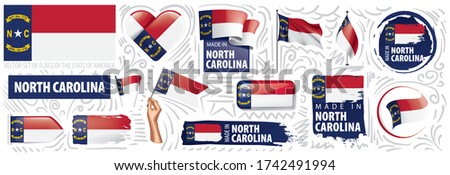 Vector set of flags of the American state of North Carolina in different designs