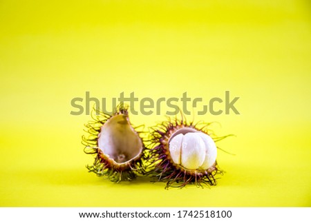 Thai fruits in yellow background, blur yellow background.