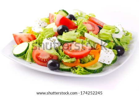 fresh vegetable salad isolated on white background Royalty-Free Stock Photo #174252245