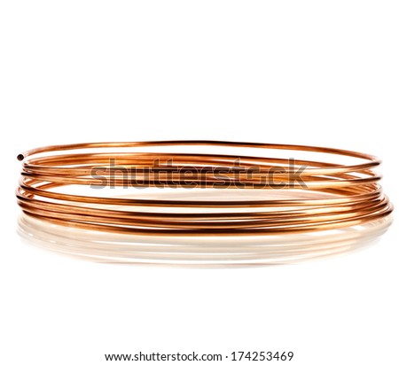 copper pipe wire  isolated on white background 