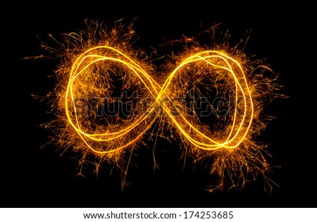 Glowing moebius strip infinity symbol isolated on black background