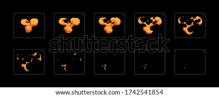 Dust explosion effect. Blast animation effect. Animation Sprite sheet for games, cartoon or animation. vector style animation effect 20003.
