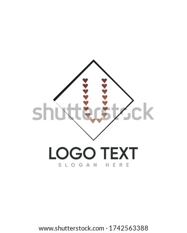 A cute romantic decorative letter type U logo template, Vector logo for business and company identity 