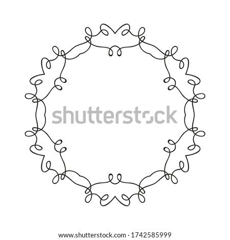 Vector round frame made of wavy intersecting lines. Vintage decorative element.