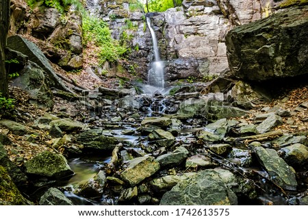 Starohutsky waterfall, Slovak republic, central Europe. Seasonal natural scene. Beauty in nature.