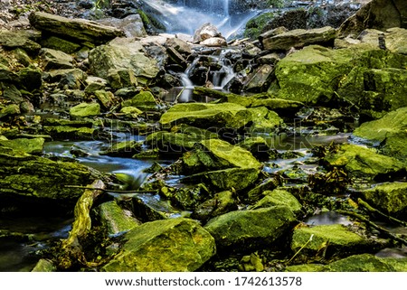Starohutsky waterfall, Slovak republic, central Europe. Seasonal natural scene. Beauty in nature.