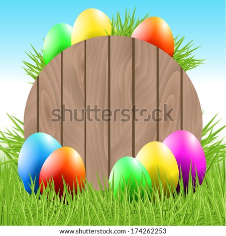 Vector Easter Background with Eggs and Grass