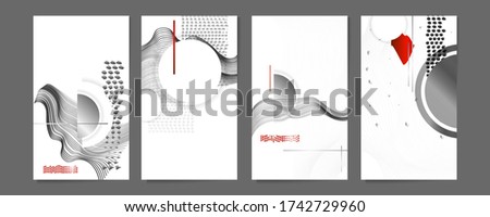 Poster white background design Japanese style templates set invitations to lines