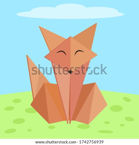 Fox logo in origami style. Origami fox.