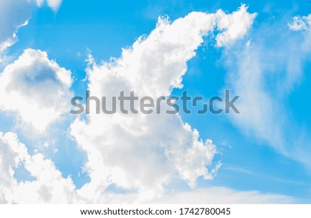 White Clouds in a blue sky after a storm in Jacksonville, Florida