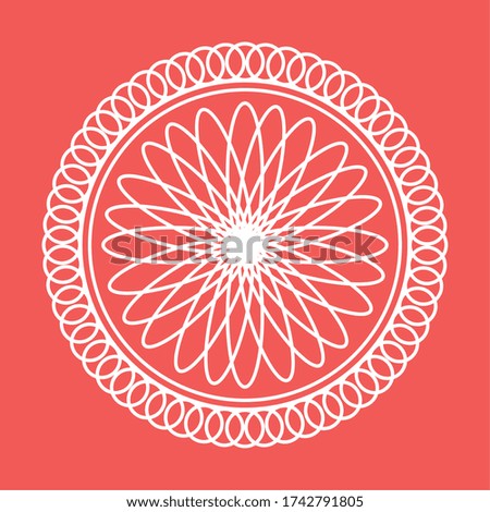 Outline of a floral pattern mandala over a colored background - Vector