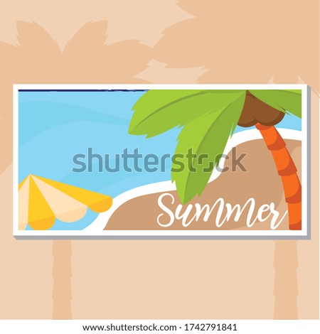 Poster of a summer landscape in the beach - Vector illustration