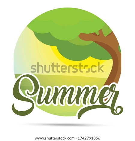 Summer landscapes with sunset. Natural landscape poster - Vector