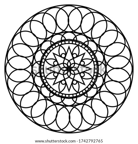Outline of a floral pattern mandala - Vector