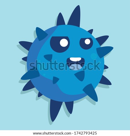 Scared virus cartoon over a colored background - Vector